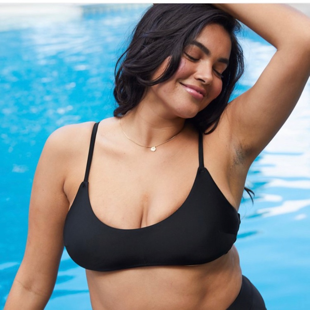Aerie scoop bikini top - size xl - black - nwt
